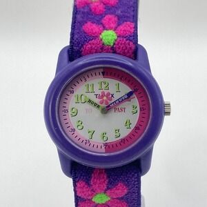 Timex Watch Girls Purple Pink 29mm Flowers Elastic Band Kids Youth New Battery
